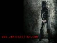 [ Sissy Video ] Incredible PVC fetish video featuring hung tranny Jamie French masturbating in all black